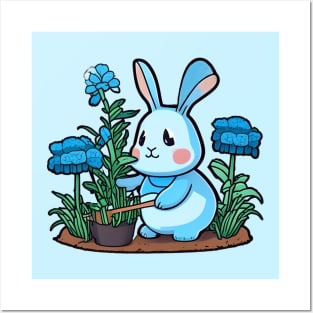 BLUE RABBIT GARDENING #1 Posters and Art